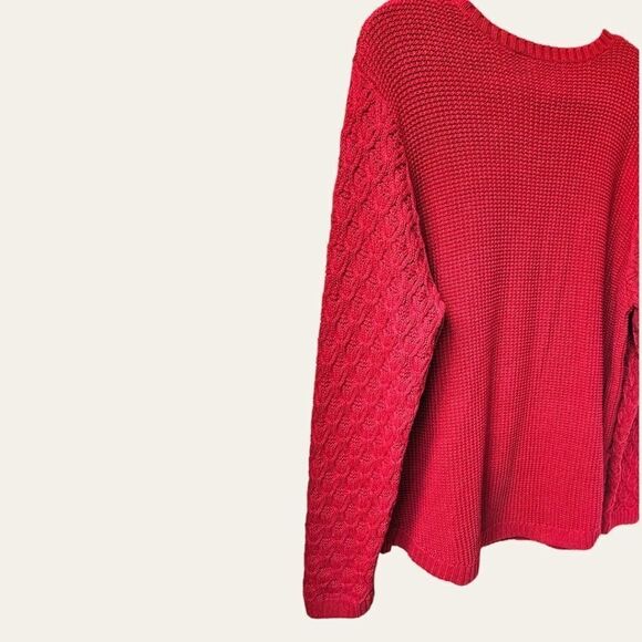 JEAME PIERRE Plus Size Red Cable Knit Sweater - Picture 7 of 11
